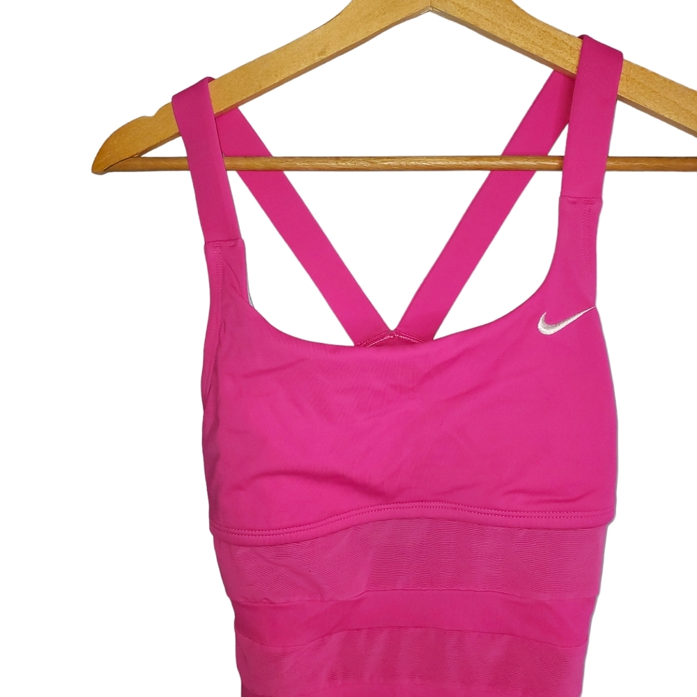 NIKE Pink Mesh Solid Edge Women's Tankini - Picture 2 of 16